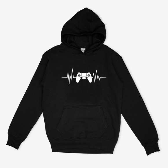 Gildan Other - Video Game Heartbeat Black Hoodie